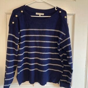 Madison + Hudson Blue and White Crew Neck Sweater Nautical Stripes